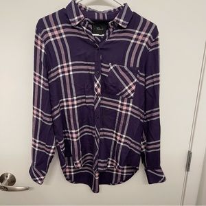 Rails Purple Plaid Button Down Top